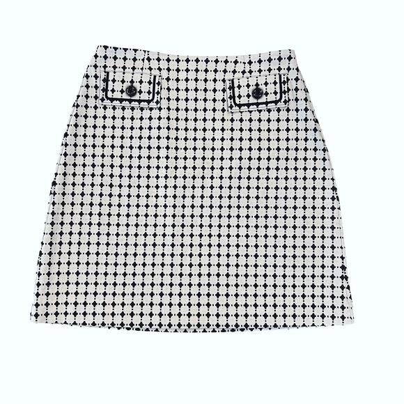 CAbi Women's Black and White/Off 60's Retro Lattice Print Teatime Skirt - SIZE 4 - Picture 1 of 9